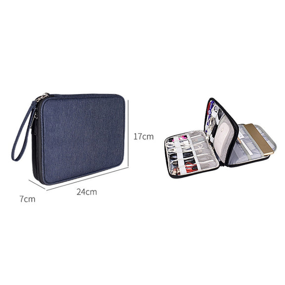 SM01 Multi-function Water-resistant Double Layer Data Cable Earphone U Disk Digital Accessories Storage Bag, Size: S(Black)