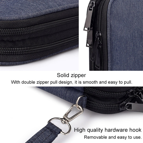 SM01 Multi-function Water-resistant Double Layer Data Cable Earphone U Disk Digital Accessories Storage Bag, Size: S(Black)