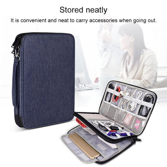 SM01 Multi-function Water-resistant Double Layer Data Cable Earphone U Disk Digital Accessories Storage Bag, Size: S(Black)