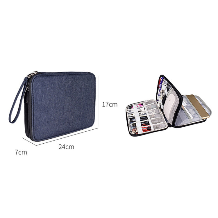 SM01 Multi-function Water-resistant Double Layer Data Cable Earphone U Disk Digital Accessories Storage Bag, Size: S(Pink)