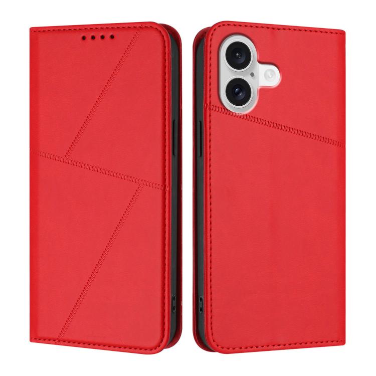 For iPhone 17 Strong Magnetic Frosted Flip Leather Phone Case(Red)