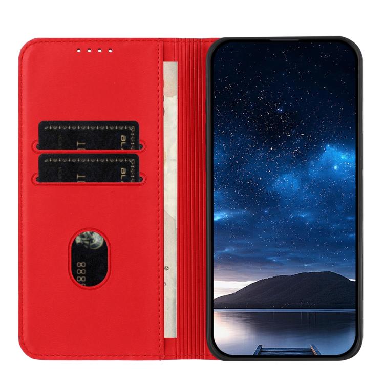 For iPhone 17 Strong Magnetic Frosted Flip Leather Phone Case(Red)