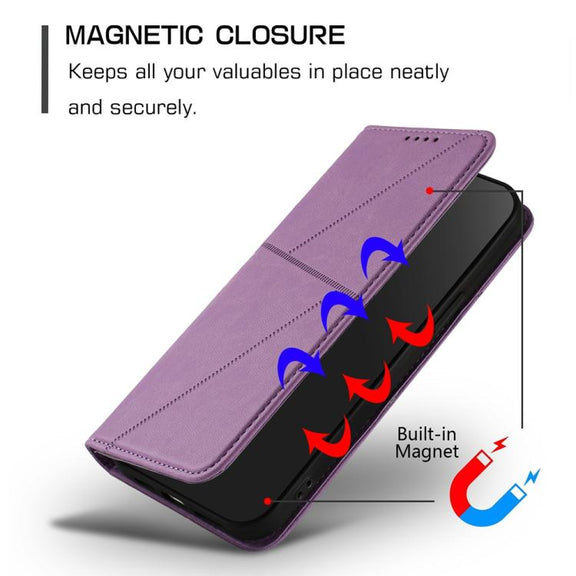 For iPhone 17 Strong Magnetic Frosted Flip Leather Phone Case(Light Purple)
