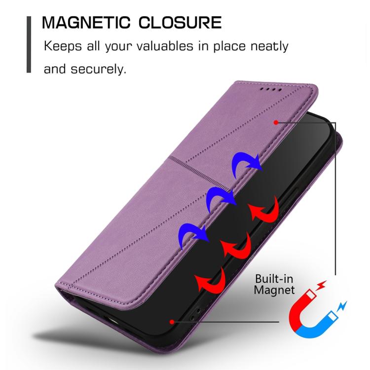 For iPhone 17 Strong Magnetic Frosted Flip Leather Phone Case(Light Purple)