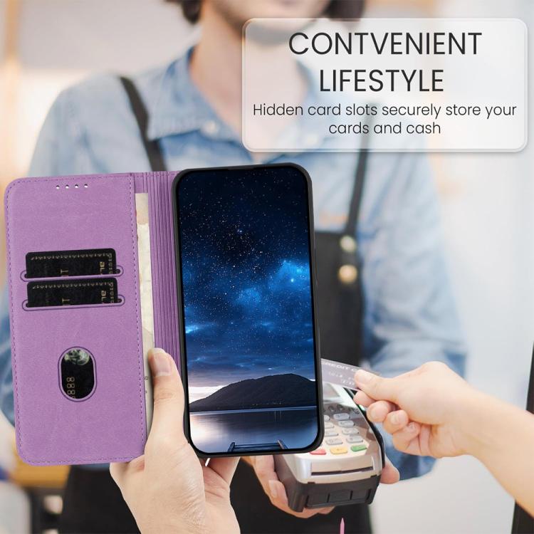 For iPhone 17 Strong Magnetic Frosted Flip Leather Phone Case(Light Purple)