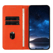 For iPhone 17 Strong Magnetic Frosted Flip Leather Phone Case(Orange)