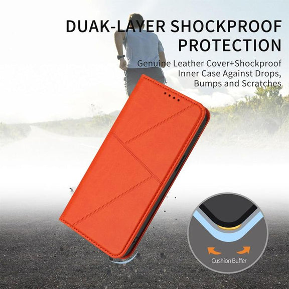 For iPhone 17 Strong Magnetic Frosted Flip Leather Phone Case(Orange)