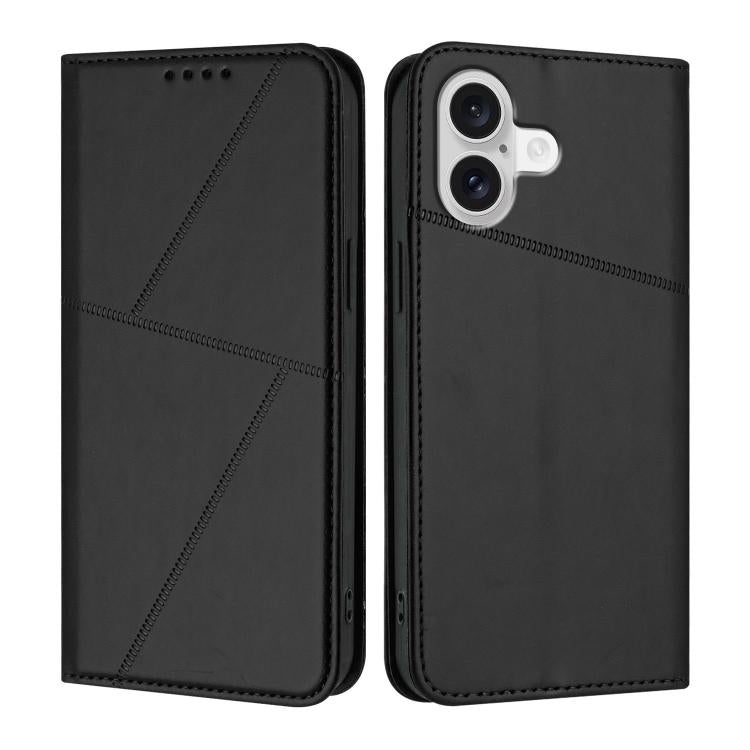 For iPhone 17 Strong Magnetic Frosted Flip Leather Phone Case(Black)
