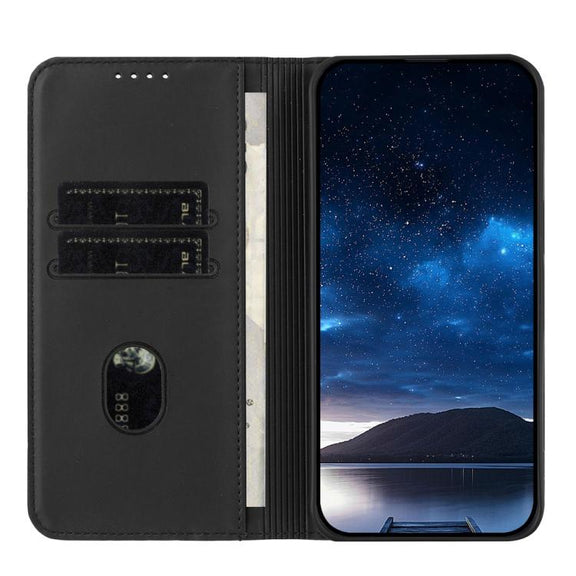 For iPhone 17 Strong Magnetic Frosted Flip Leather Phone Case(Black)