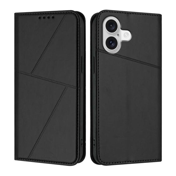 For iPhone 17 Strong Magnetic Frosted Flip Leather Phone Case(Black)
