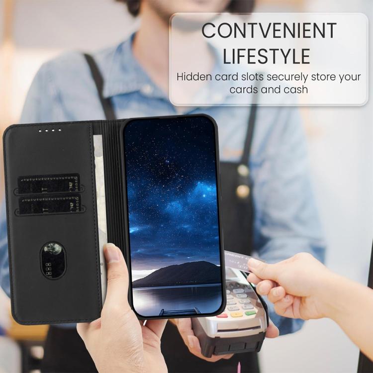 For iPhone 17 Strong Magnetic Frosted Flip Leather Phone Case(Black)
