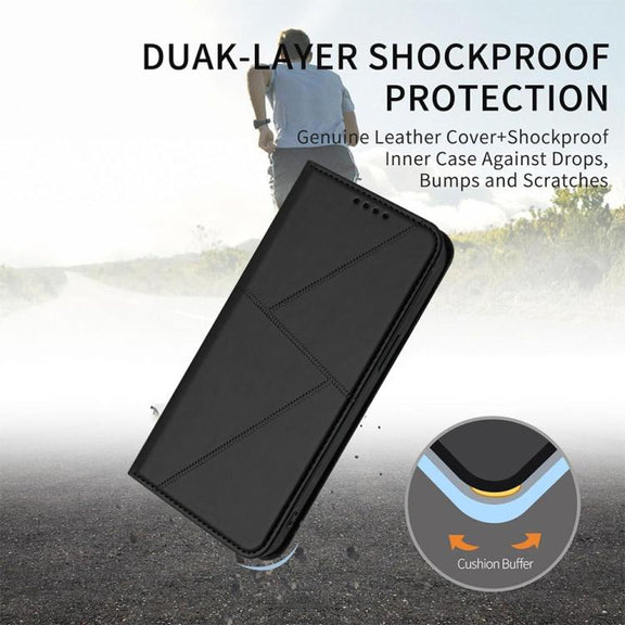 For iPhone 17 Strong Magnetic Frosted Flip Leather Phone Case(Black)