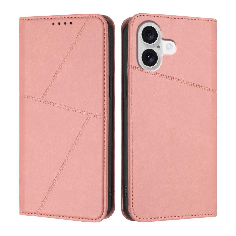 For iPhone 17 Strong Magnetic Frosted Flip Leather Phone Case(Pink)