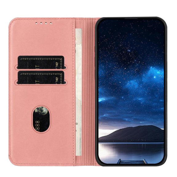 For iPhone 17 Strong Magnetic Frosted Flip Leather Phone Case(Pink)