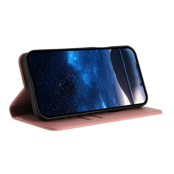 For iPhone 17 Strong Magnetic Frosted Flip Leather Phone Case(Pink)