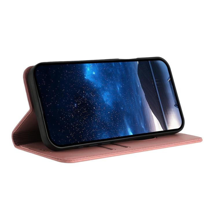 For iPhone 17 Strong Magnetic Frosted Flip Leather Phone Case(Pink)