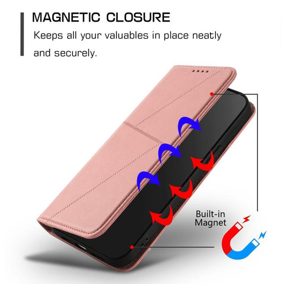 For iPhone 17 Strong Magnetic Frosted Flip Leather Phone Case(Pink)