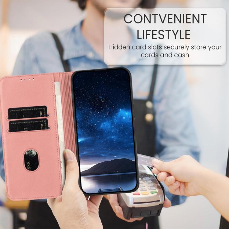 For iPhone 17 Strong Magnetic Frosted Flip Leather Phone Case(Pink)