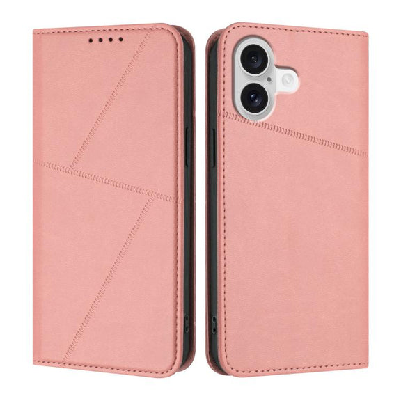 For iPhone 17 Strong Magnetic Frosted Flip Leather Phone Case(Pink)