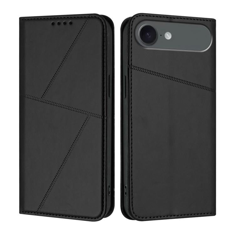For iPhone 17 Air Strong Magnetic Frosted Flip Leather Phone Case(Black)
