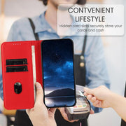 For iPhone 17 Pro Strong Magnetic Frosted Flip Leather Phone Case(Red)