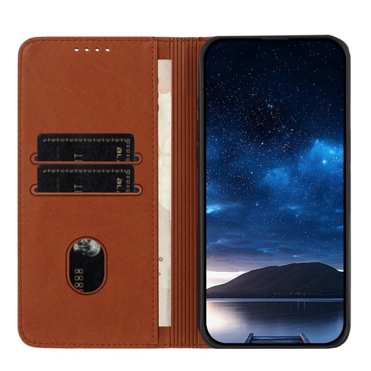 For iPhone 17 Pro Strong Magnetic Frosted Flip Leather Phone Case(Coffee Color)