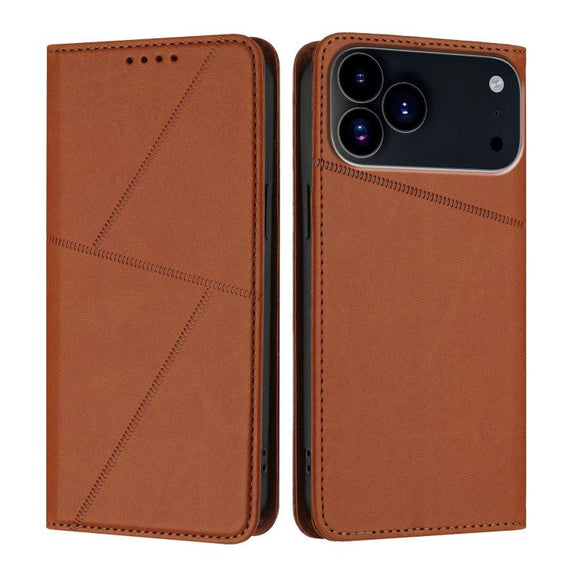 For iPhone 17 Pro Strong Magnetic Frosted Flip Leather Phone Case(Coffee Color)