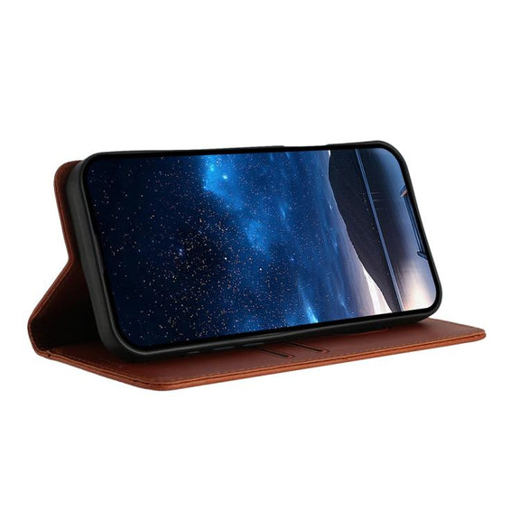 For iPhone 17 Pro Max Strong Magnetic Frosted Flip Leather Phone Case(Coffee Color)