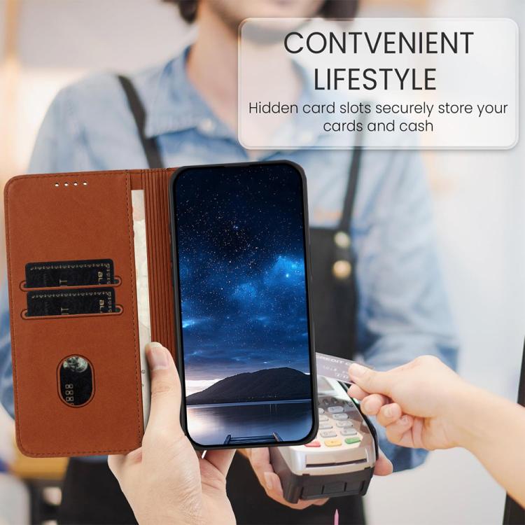 For iPhone 17 Pro Max Strong Magnetic Frosted Flip Leather Phone Case(Coffee Color)