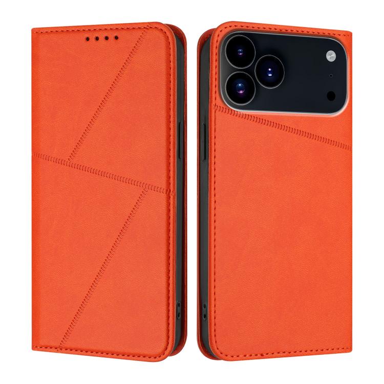 For iPhone 17 Pro Max Strong Magnetic Frosted Flip Leather Phone Case(Orange)