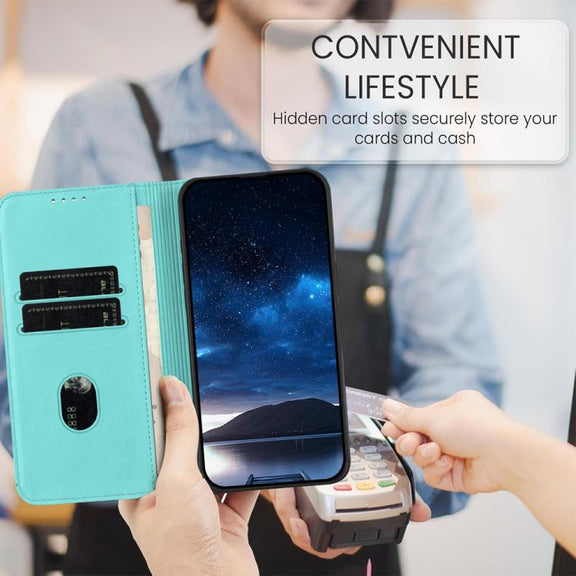 For iPhone 17 Pro Max Strong Magnetic Frosted Flip Leather Phone Case(Light Blue)