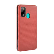 For Ulefone Note 9P Carbon Fiber Texture Horizontal Flip TPU + PC + PU Leather Case with Card Slot(Brown)