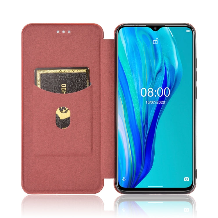 For Ulefone Note 9P Carbon Fiber Texture Horizontal Flip TPU + PC + PU Leather Case with Card Slot(Brown)