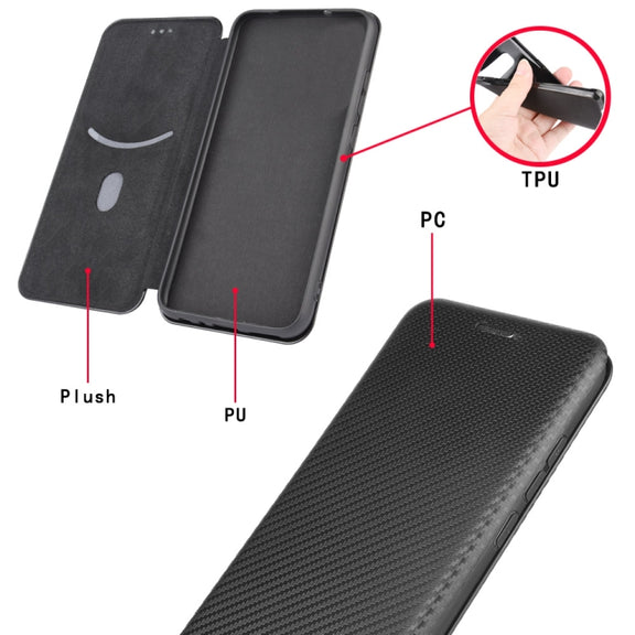 For Ulefone Note 9P Carbon Fiber Texture Horizontal Flip TPU + PC + PU Leather Case with Card Slot(Brown)