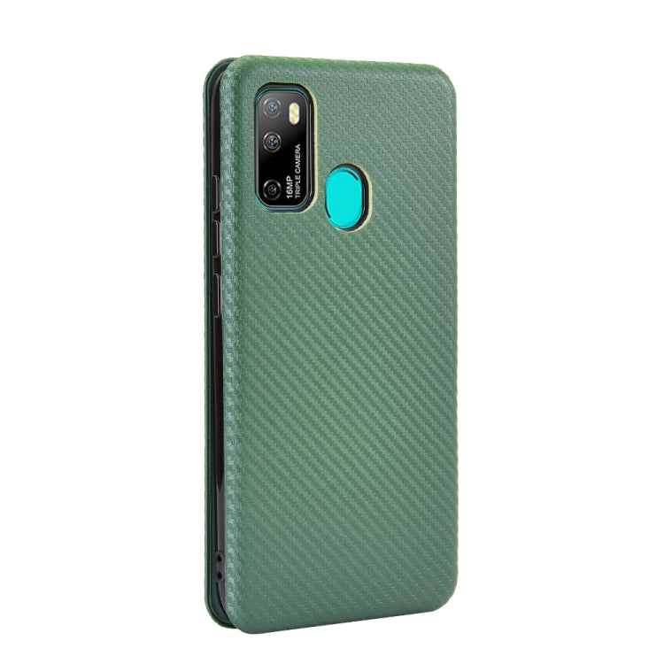 For Ulefone Note 9P Carbon Fiber Texture Horizontal Flip TPU + PC + PU Leather Case with Card Slot(Green)