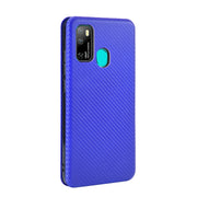 For Ulefone Note 9P Carbon Fiber Texture Horizontal Flip TPU + PC + PU Leather Case with Card Slot(Blue)