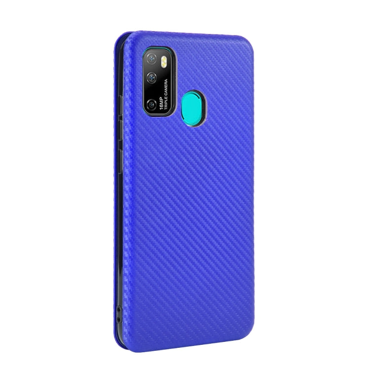 For Ulefone Note 9P Carbon Fiber Texture Horizontal Flip TPU + PC + PU Leather Case with Card Slot(Blue)
