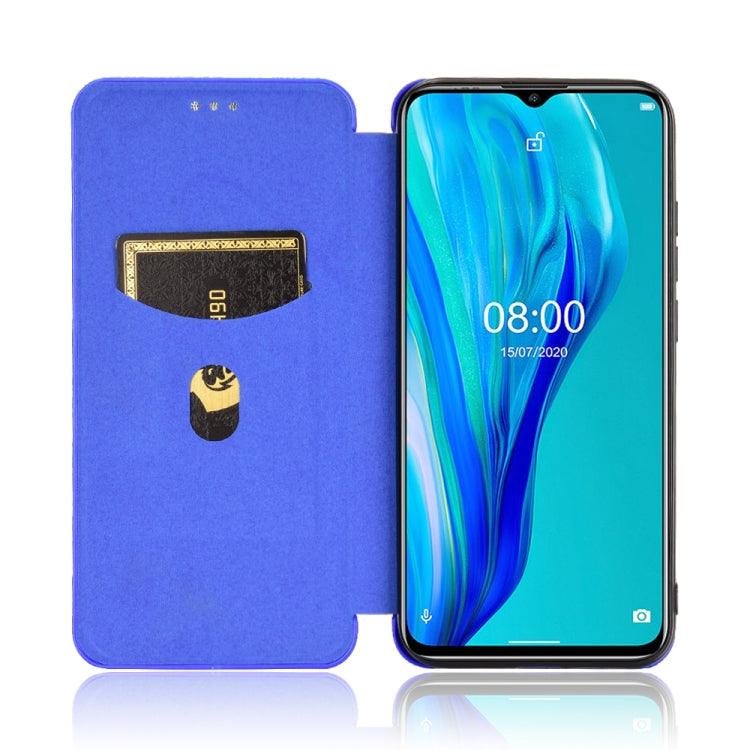 For Ulefone Note 9P Carbon Fiber Texture Horizontal Flip TPU + PC + PU Leather Case with Card Slot(Blue)