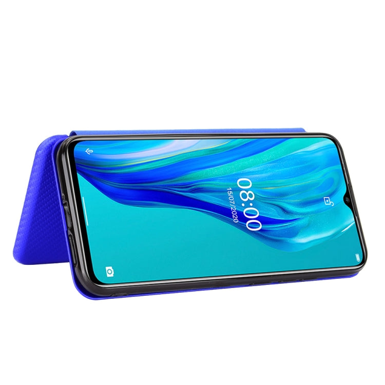 For Ulefone Note 9P Carbon Fiber Texture Horizontal Flip TPU + PC + PU Leather Case with Card Slot(Blue)