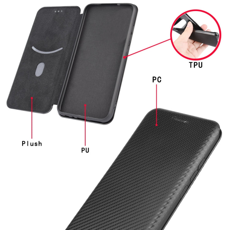 For Ulefone Note 9P Carbon Fiber Texture Horizontal Flip TPU + PC + PU Leather Case with Card Slot(Blue)