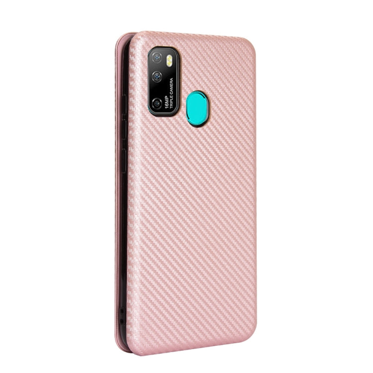 For Ulefone Note 9P Carbon Fiber Texture Horizontal Flip TPU + PC + PU Leather Case with Card Slot(Pink)