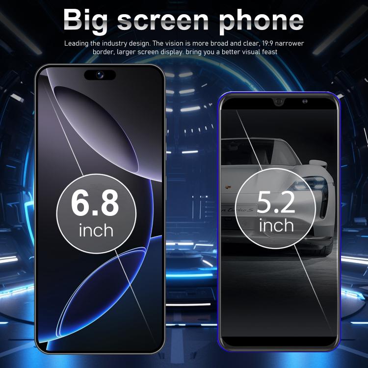 I16 Pro Max / VD1, 3GB+32GB, 6.8 inch Android 10 MTK6753 Octa Core, Network: 4G, Dual SIM, Plug:EU Plug(Blue)