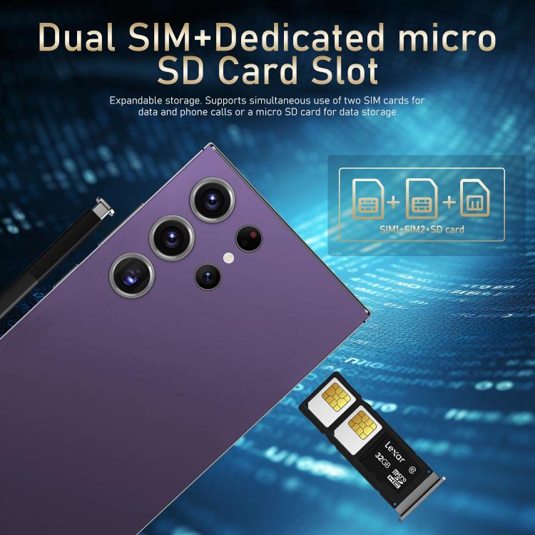 S24 Ultra / S7, 4GB+128GB, 6.75 inch Android 10 MTK6750 Octa Core, Network: 4G, Dual SIM, Plug:US Plug(Gold)