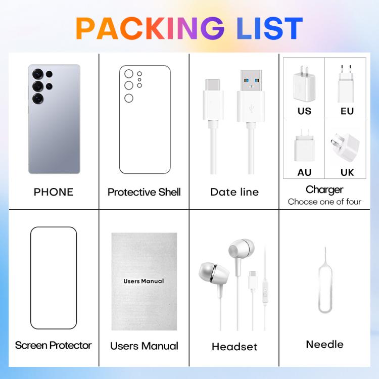 S25 Ultra / Q25, 4GB+64GB, 6.75 inch Android 12 MTK6762 Octa Core, Network: 4G, Dual SIM, with Stylus Pen, Plug:EU Plug(Titanium White Sliver)