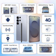 S25 Ultra / Q25, 4GB+64GB, 6.75 inch Android 12 MTK6762 Octa Core, Network: 4G, Dual SIM, with Stylus Pen, Plug:EU Plug(Titanium Black)