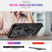 For iPhone 17 Air Shockproof TPU Hybrid PC Phone Case with Holder(Black)