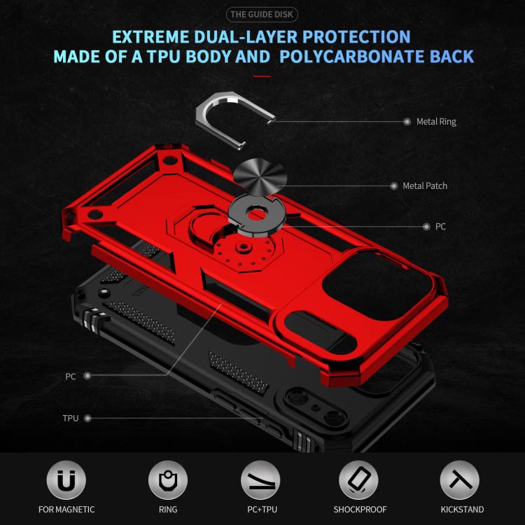 For iPhone 17 Air Shockproof TPU Hybrid PC Phone Case with Holder(Red)