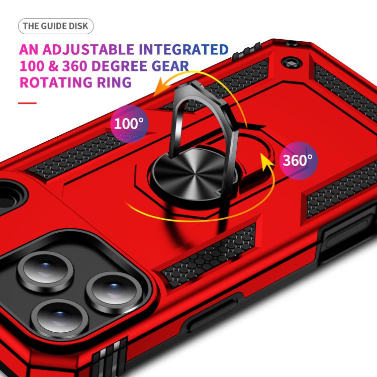 For iPhone 17 Air Shockproof TPU Hybrid PC Phone Case with Holder(Red)