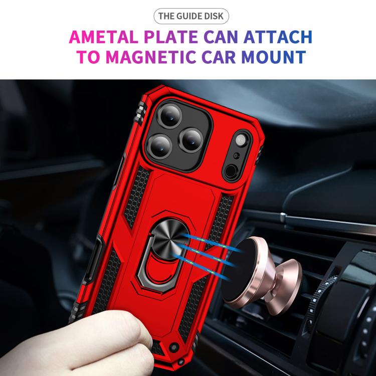 For iPhone 17 Air Shockproof TPU Hybrid PC Phone Case with Holder(Red)