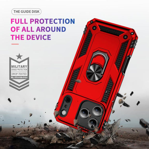 For iPhone 17 Air Shockproof TPU Hybrid PC Phone Case with Holder(Red)